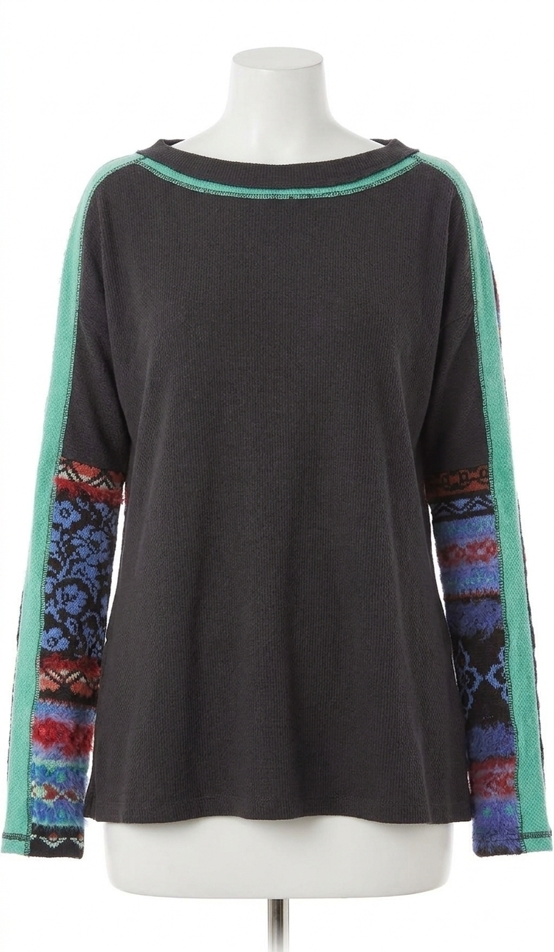 NEW FREE PEOPLE on my way cuff t-shirt in washed black